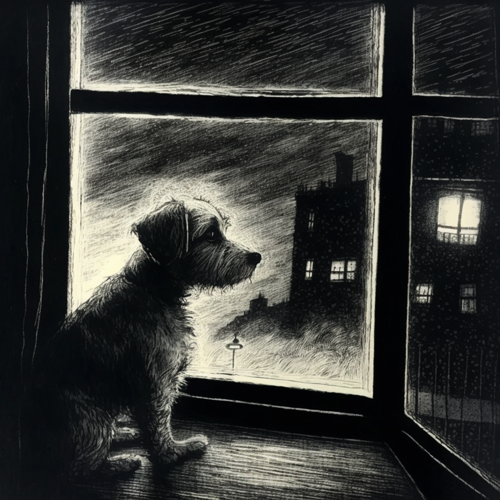 Artist Description: "Shortie was so loyal to me. He was my best friend for 11 years and I heard he stood in that window waiting on me until a few weeks before he left this world. I wish we could all be as loyal as our pets."